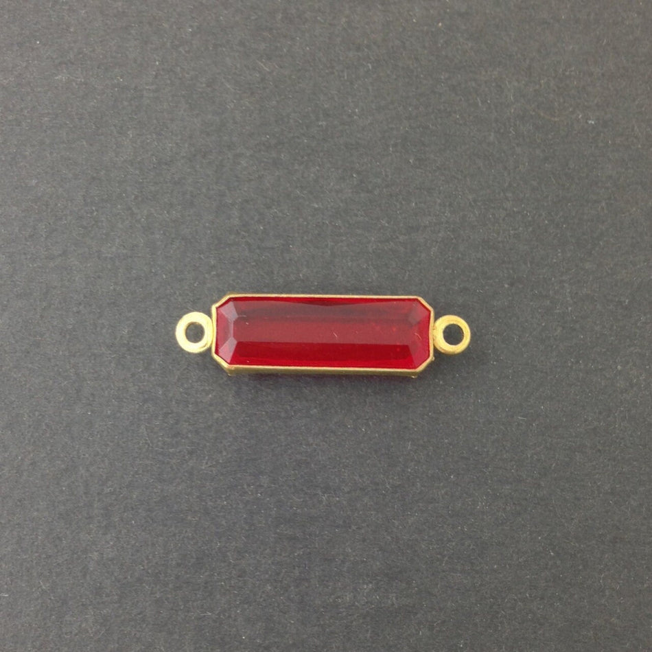 2 Loop Vintage Ruby Acrylic Faceted Channel Set Rectangle Drops 7x19mm (6) chr068D