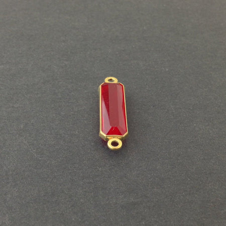 2 Loop Vintage Ruby Acrylic Faceted Channel Set Rectangle Drops 7x19mm (6) chr068D