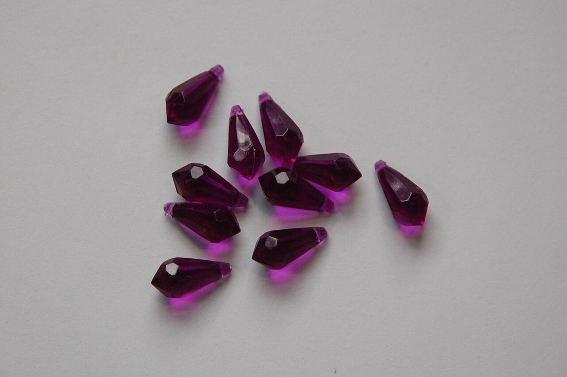 13x6mm Amethyst Faceted Acrylic Teardrops (12)