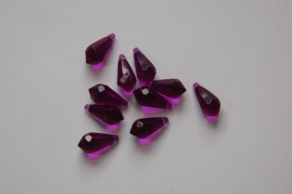 13x6mm Amethyst Faceted Acrylic Teardrops (12)