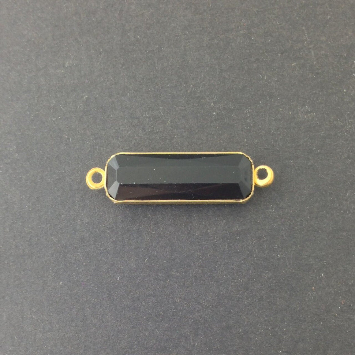 2 Loop Vintage Black Acrylic Faceted Channel Set Rectangle Drops 8x25mm (6) chr068L