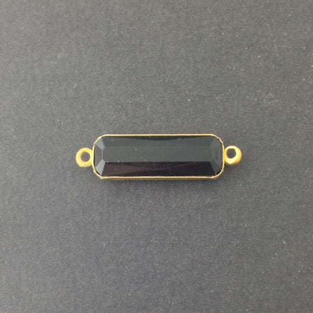 2 Loop Vintage Black Acrylic Faceted Channel Set Rectangle Drops 8x25mm (6) chr068L