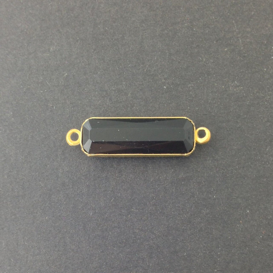 2 Loop Vintage Black Acrylic Faceted Channel Set Rectangle Drops 8x25mm (6) chr068L