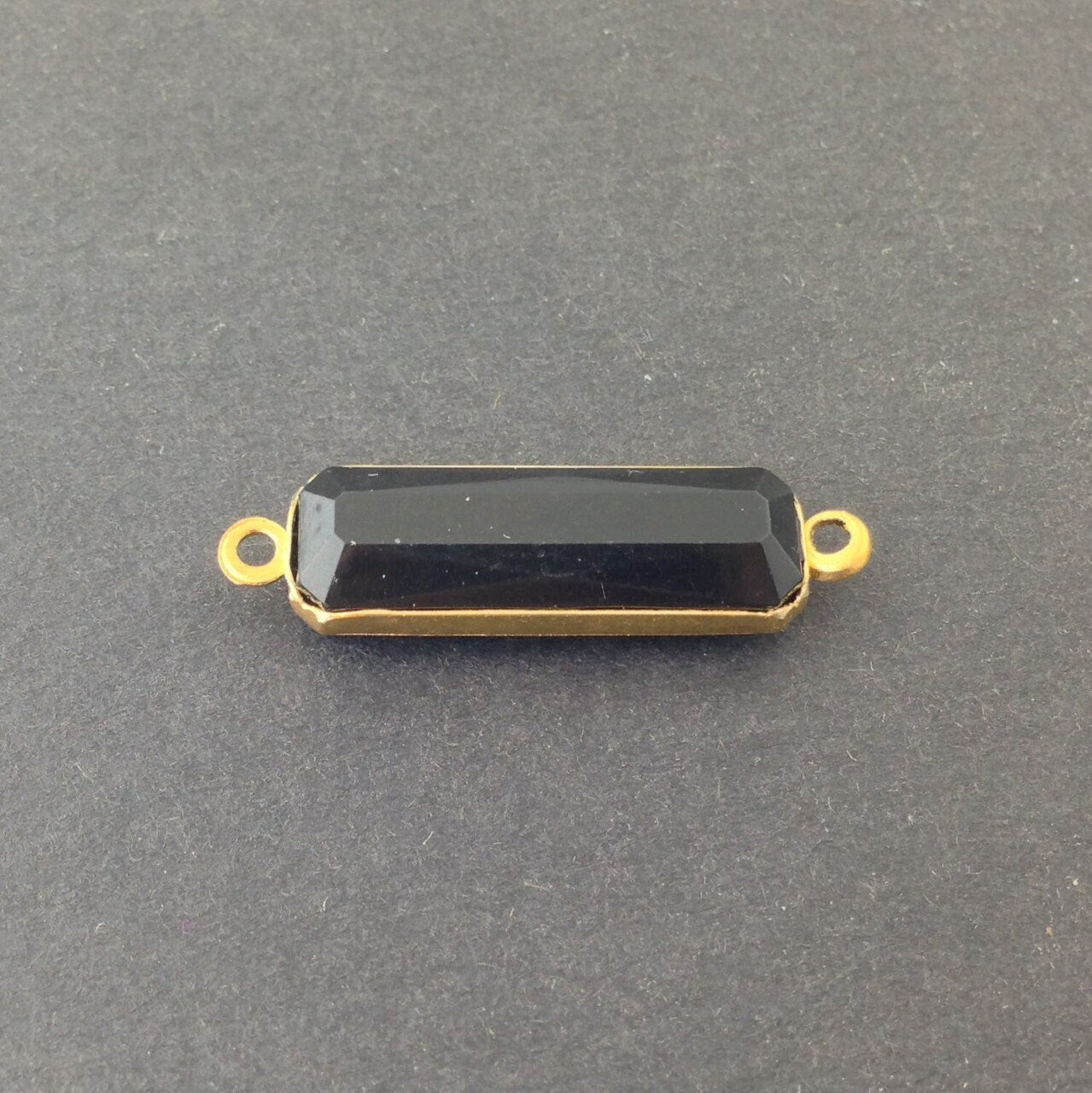 2 Loop Vintage Black Acrylic Faceted Channel Set Rectangle Drops 8x25mm (6) chr068L