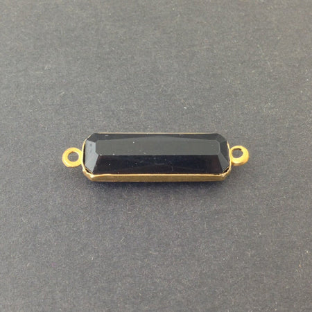 2 Loop Vintage Black Acrylic Faceted Channel Set Rectangle Drops 8x25mm (6) chr068L