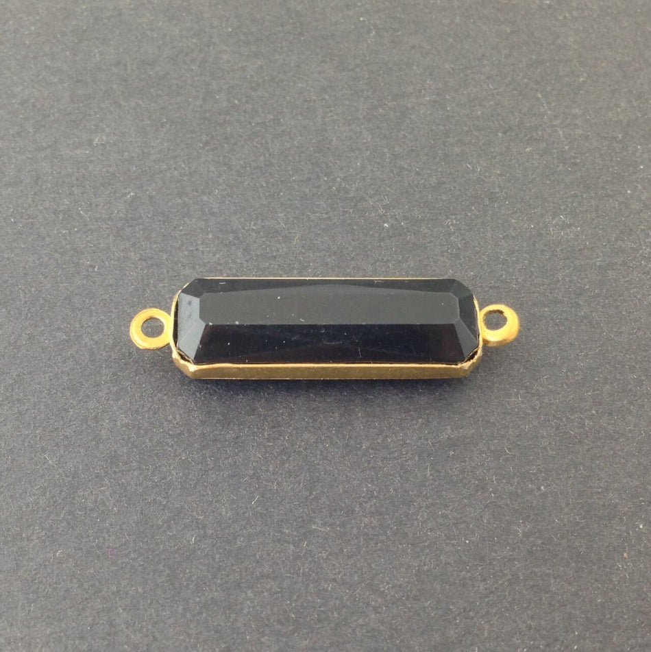 2 Loop Vintage Black Acrylic Faceted Channel Set Rectangle Drops 8x25mm (6) chr068L