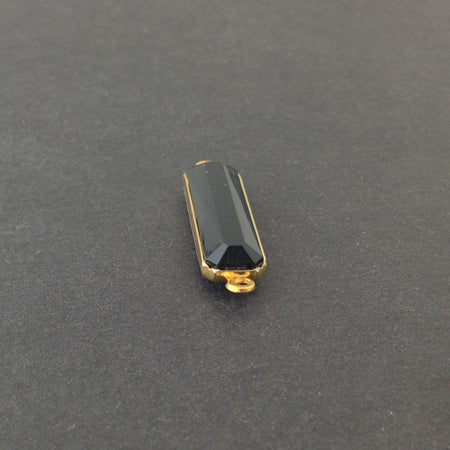 2 Loop Vintage Black Acrylic Faceted Channel Set Rectangle Drops 8x25mm (6) chr068L