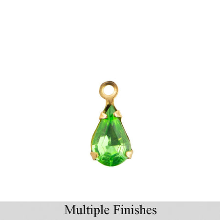 8x4mm Peridot Faceted Glass Teardrop Stone in 1 Loop Setting