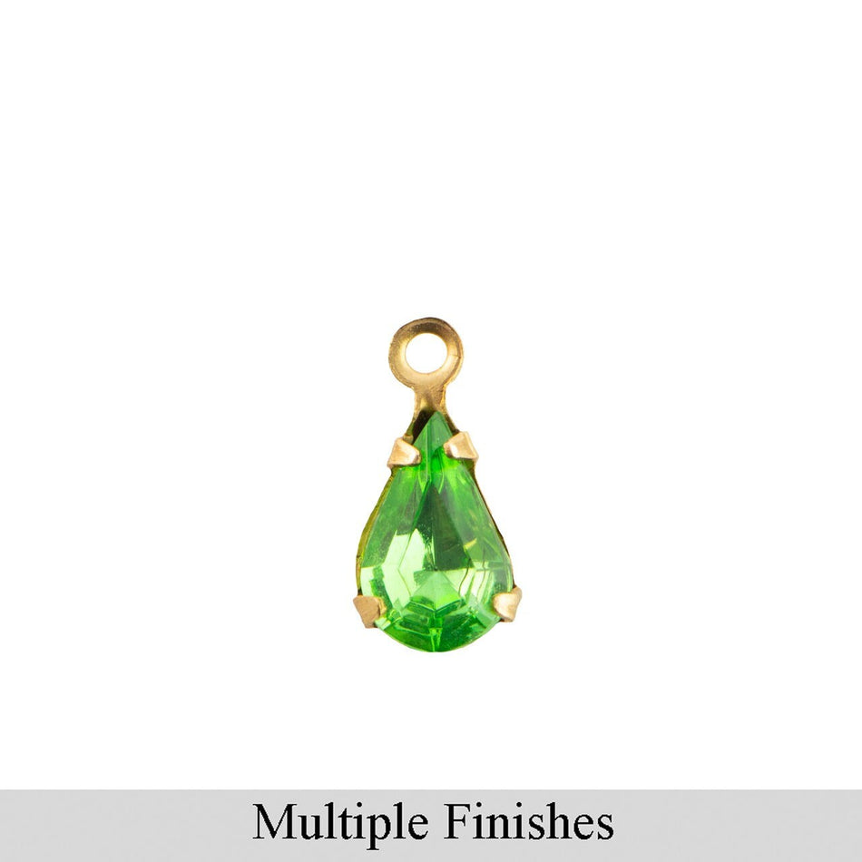 8x4mm Peridot Faceted Glass Teardrop Stone in 1 Loop Setting