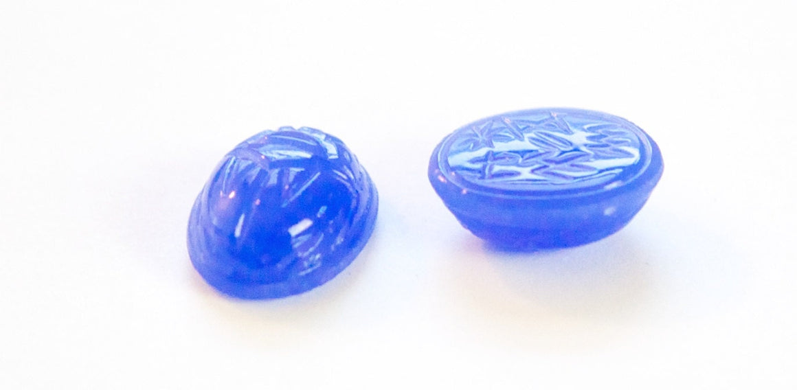 Vintage Opal Like Almost Navy Blue Scarab Glass Cabochons 16x12mm (2) cab319AC