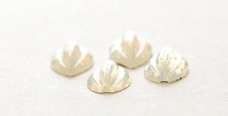 Vintage White Opal Etched Glass Leaf Cabochons Germany 17mm X 10mm (4) cab519C