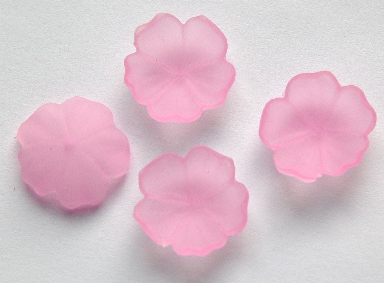 Vintage Matte Pink Lucite Cupped Flower Cabochon Finding cab621A