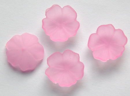Vintage Matte Pink Lucite Cupped Flower Cabochon Finding cab621A