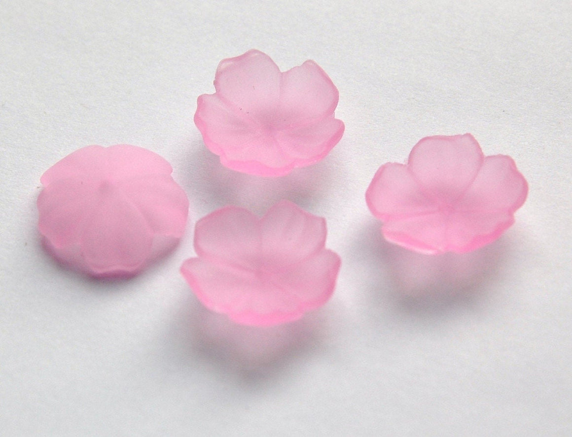Vintage Matte Pink Lucite Cupped Flower Cabochon Finding cab621A