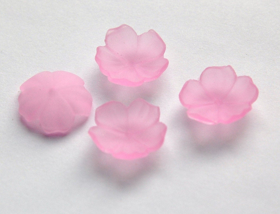 Vintage Matte Pink Lucite Cupped Flower Cabochon Finding cab621A