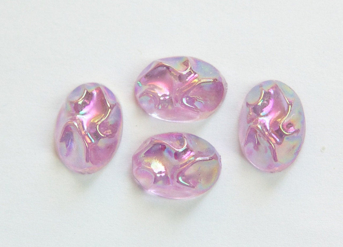 Vintage Light Purple AB Rippled Top Acrylic Cabochons 14x10mm cab577T