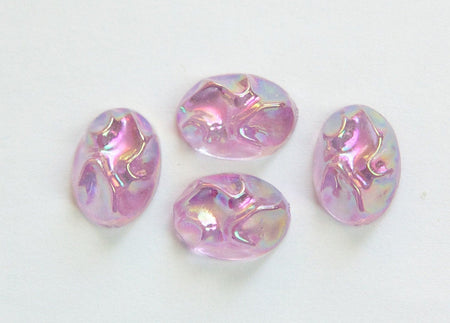 Vintage Light Purple AB Rippled Top Acrylic Cabochons 14x10mm cab577T
