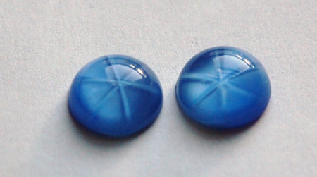 Vintage Blue Moonglow Glass Star Cabochons 15mm (2) cab699C
