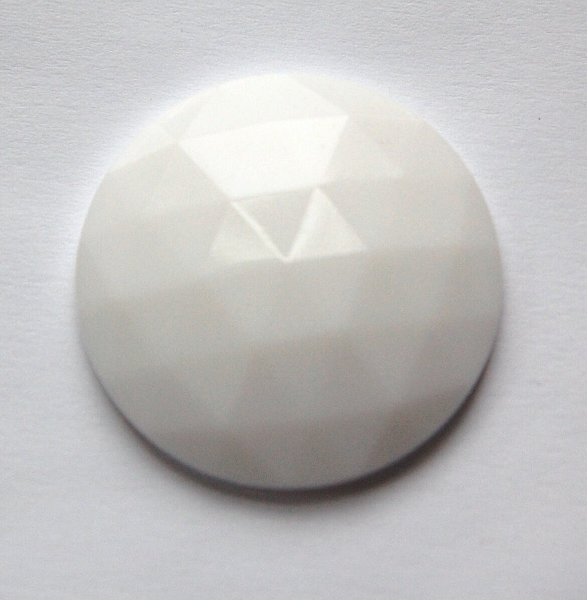 Vintage German Triangle Faceted White Glass Cabochon 35mm (1) cab663C