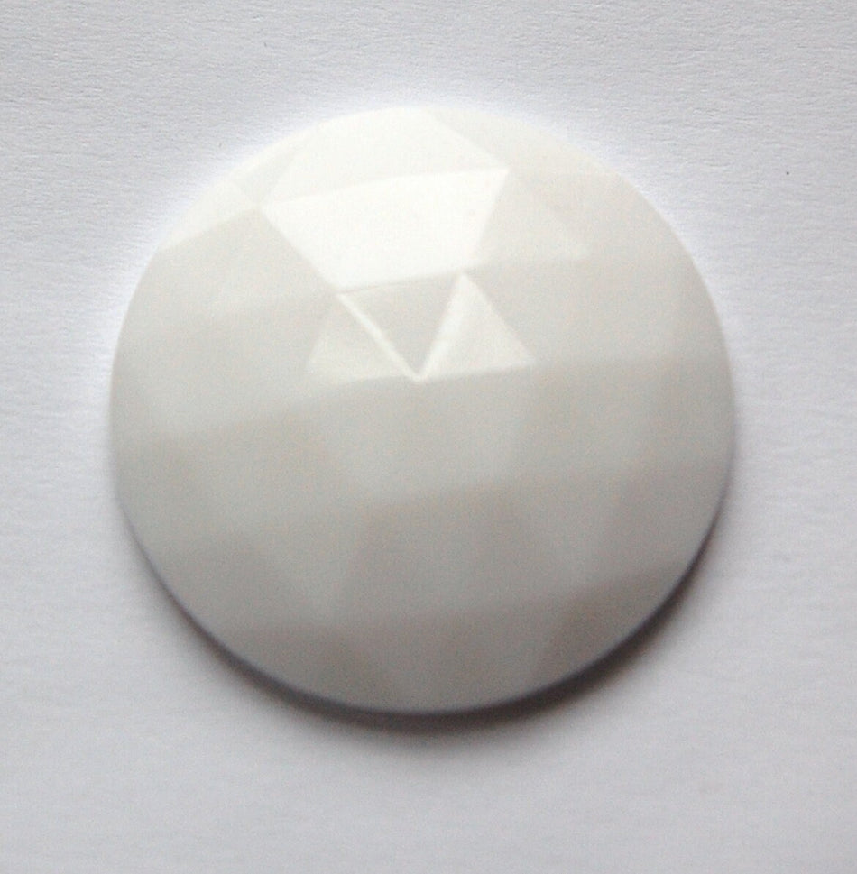 Vintage German Triangle Faceted White Glass Cabochon 35mm (1) cab663C