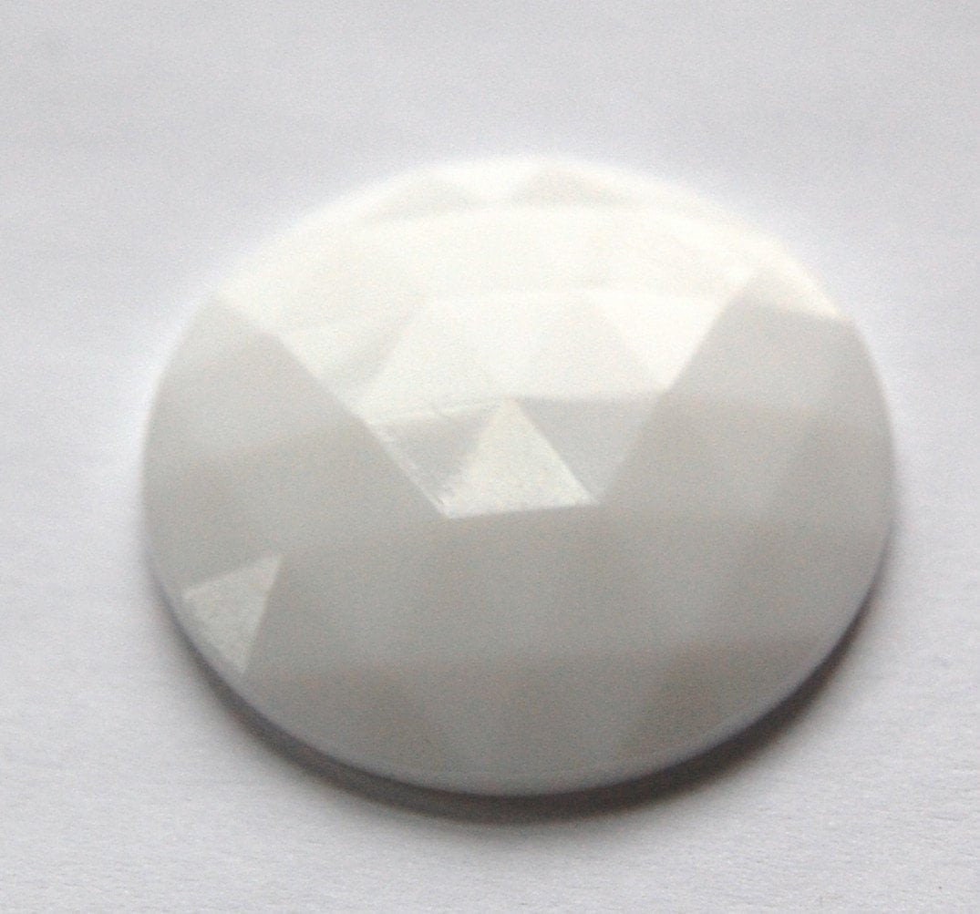 Vintage German Triangle Faceted White Glass Cabochon 35mm (1) cab663C