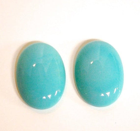 Vintage German Turquoise Blue Glass Cabochons 25mm x 18mm (1) cab579P