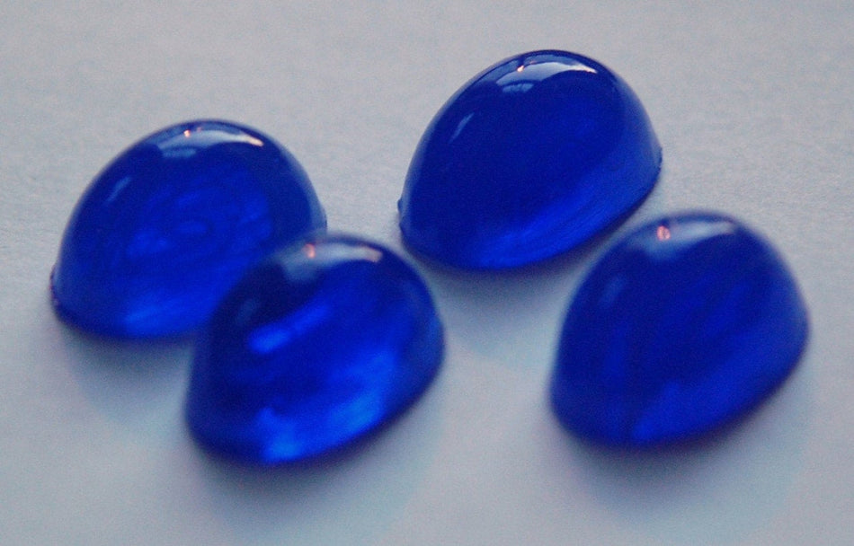 Vintage Blue High Dome Glass Cabochons White Swirls 18x13mm cab578X