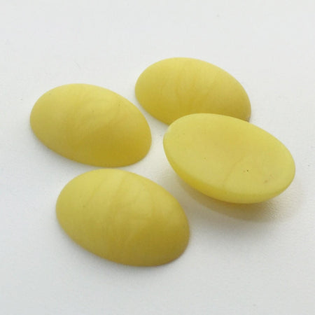 Vintage Matte Yellow Swirled Domed Cabochons Italy 18mm x 13mm (4) cab652H