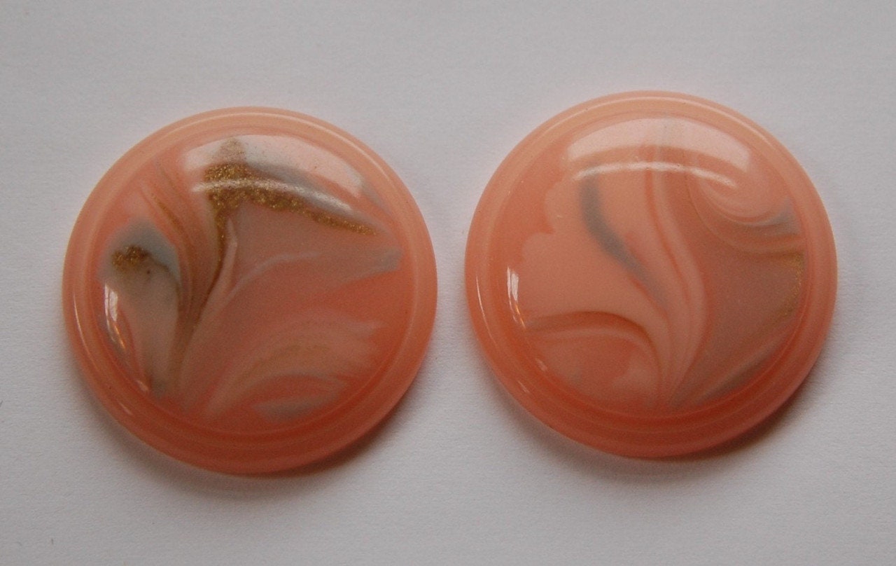 Vintage Pink Silver and Gold Swirl Lucite 30mm Cabochons cab669A