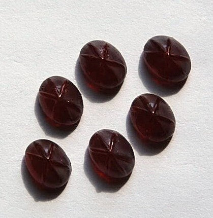 Vintage Matte Ruby Star Cabochons 8mm x 6mm cab575Z