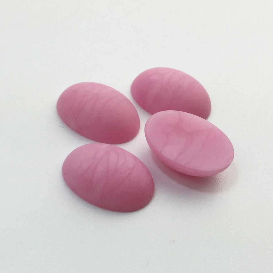 Vintage Matte Pink Swirled Domed Cabochons Italy 18mm x 13mm (4) cab652G