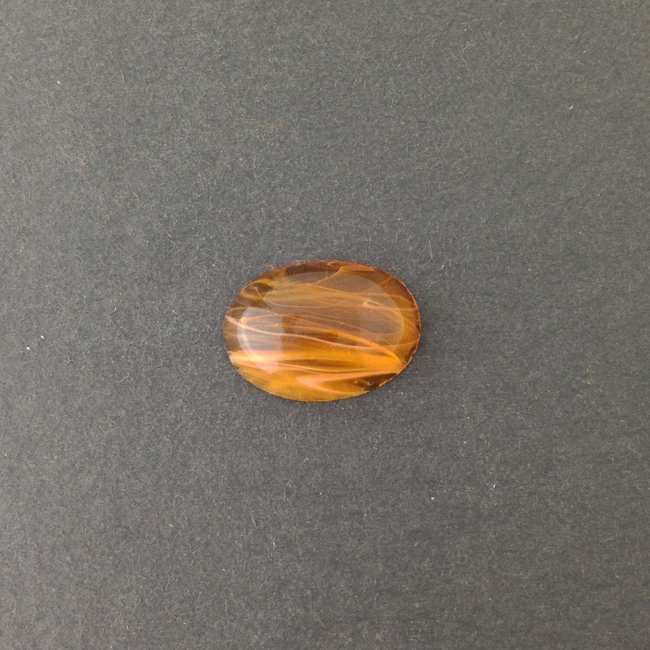 Vintage Topaz High Dome Glass Cabochons White Swirls 18x13mm (4) cab578W