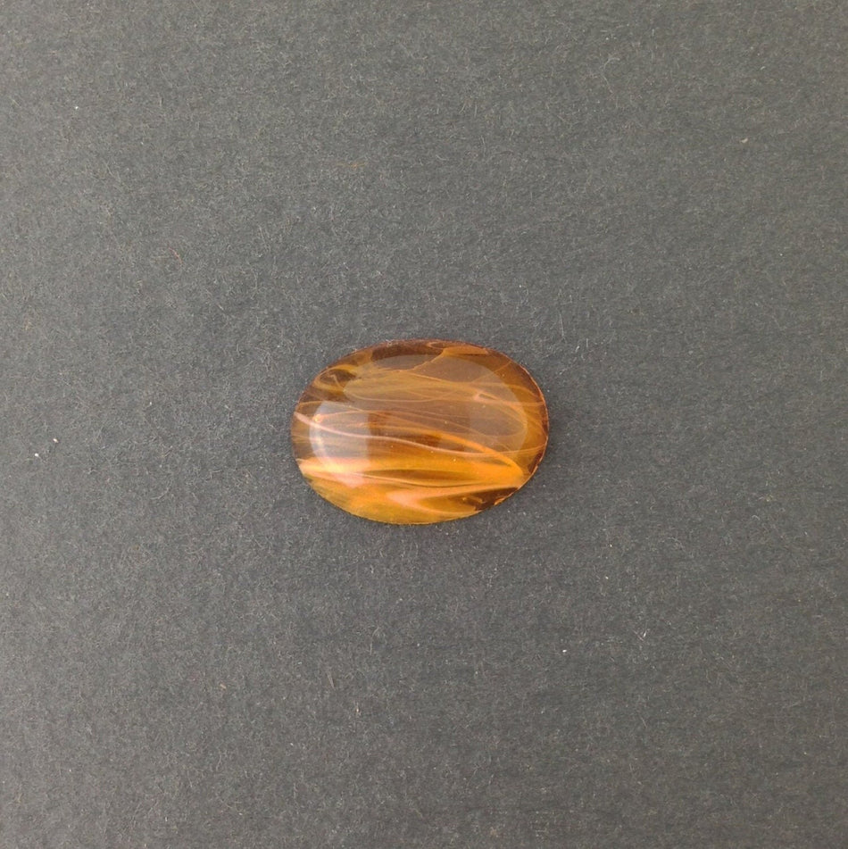 Vintage Topaz High Dome Glass Cabochons White Swirls 18x13mm (4) cab578W