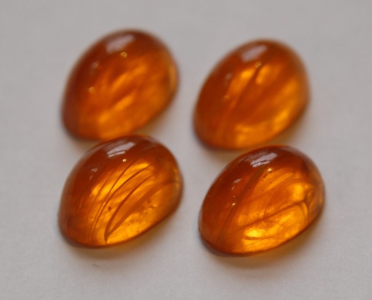 Vintage Topaz High Dome Glass Cabochons White Swirls 18x13mm (4) cab578W