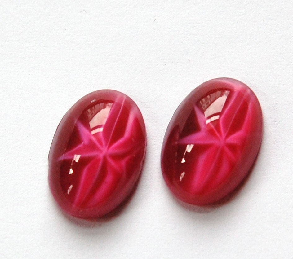 Vintage Rose Pink Moonglow Glass Star Cabochons 16x11mm (2) cab699D