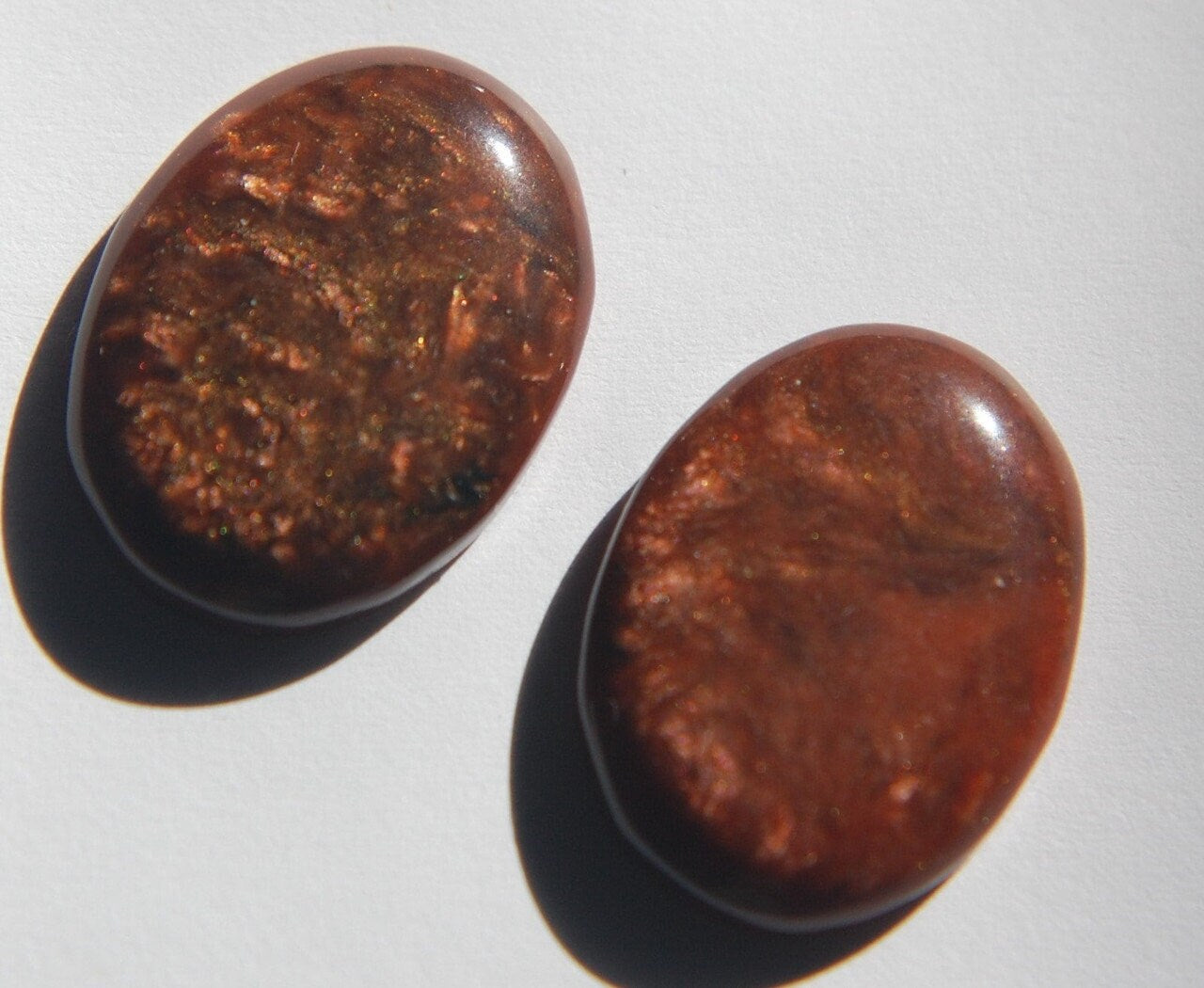 Vintage Copper Metallic Plastic Cabochons 25mm x 18mm cab644A