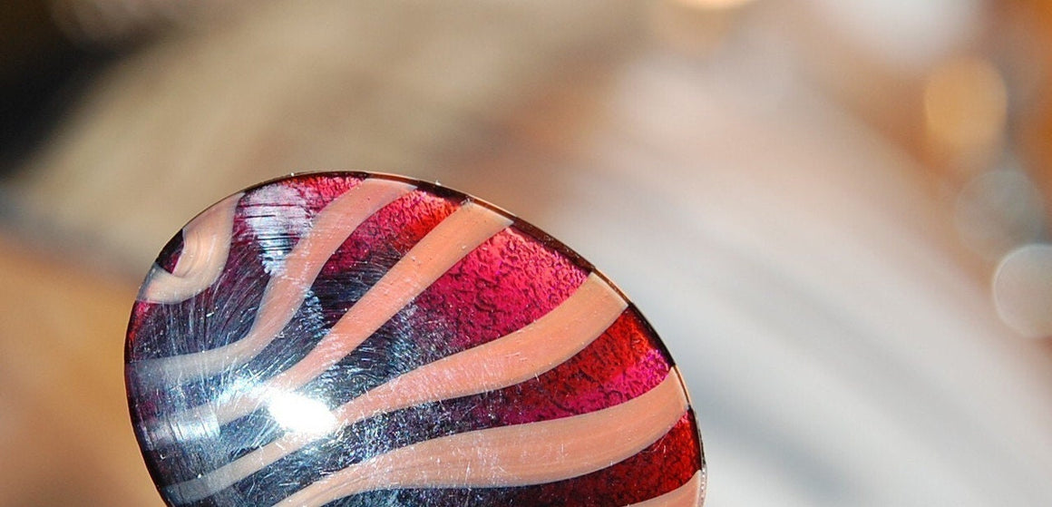 Vintage Orange and Purple Striped Zebra Cabochon 40mm x 30mm cab522A