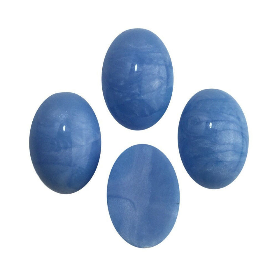 Vintage Blue Swirled Domed Cabochons Italy 18mm x 13mm (4) cab652D