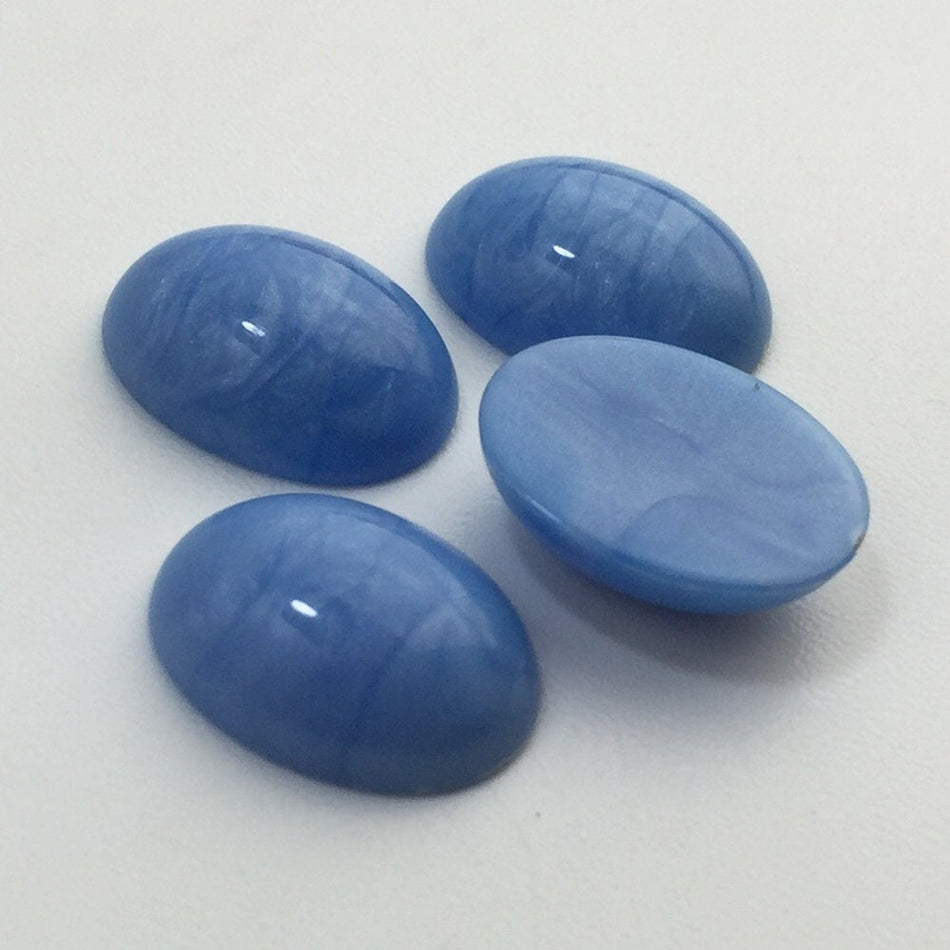 Vintage Blue Swirled Domed Cabochons Italy 18mm x 13mm (4) cab652D
