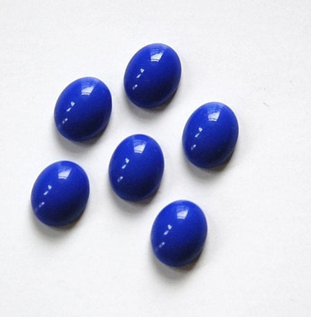 Vintage Blue Glass Cabochons 10x8mm (6) cab576LL