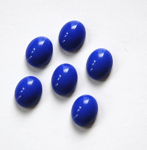 Vintage Blue Glass Cabochons 10x8mm (6) cab576LL