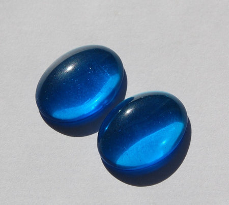 Vintage Blue Glass Cabochons 25mm x 18mm (1) cab579N