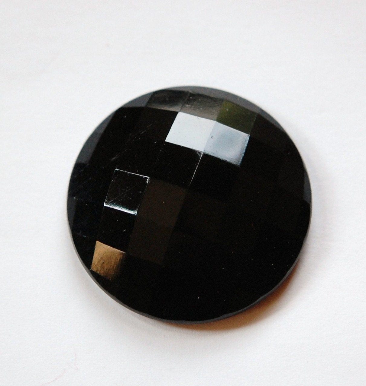 Vintage German Square Faceted Black Glass Cabochon 35mm (1) cab663E