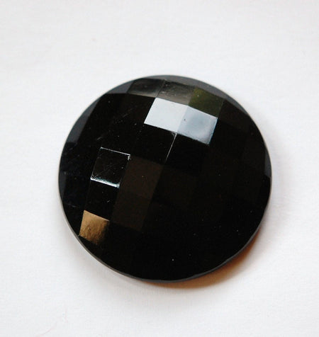 Vintage German Square Faceted Black Glass Cabochon 35mm (1) cab663E