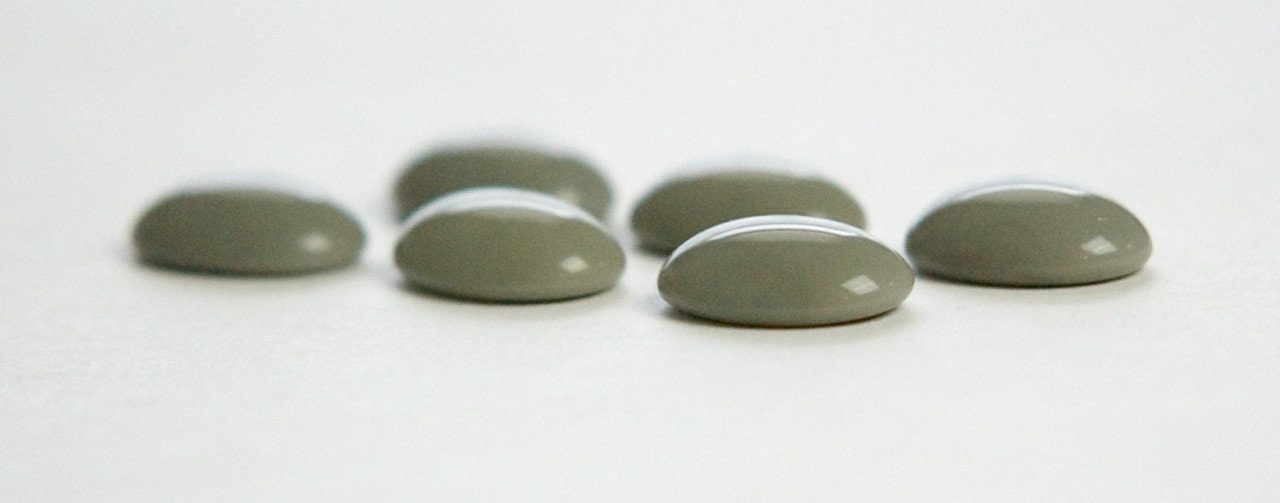 Vintage Gray Glass Cabochons 14x10mm cab577D