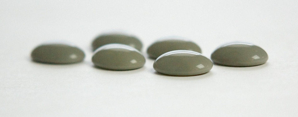 Vintage Gray Glass Cabochons 14x10mm cab577D