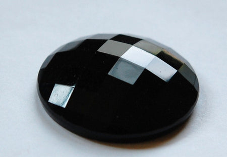 Vintage German Square Faceted Black Glass Cabochon 35mm (1) cab663E