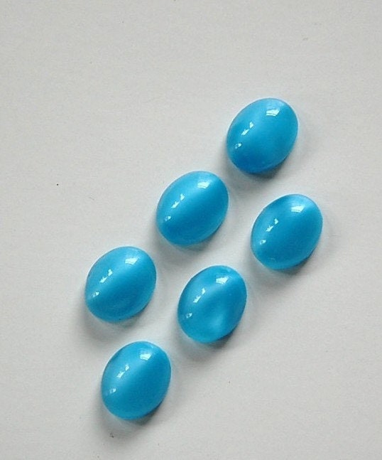 Vintage Blue Moonglow Glass Cabochons 10x8mm cab576KK