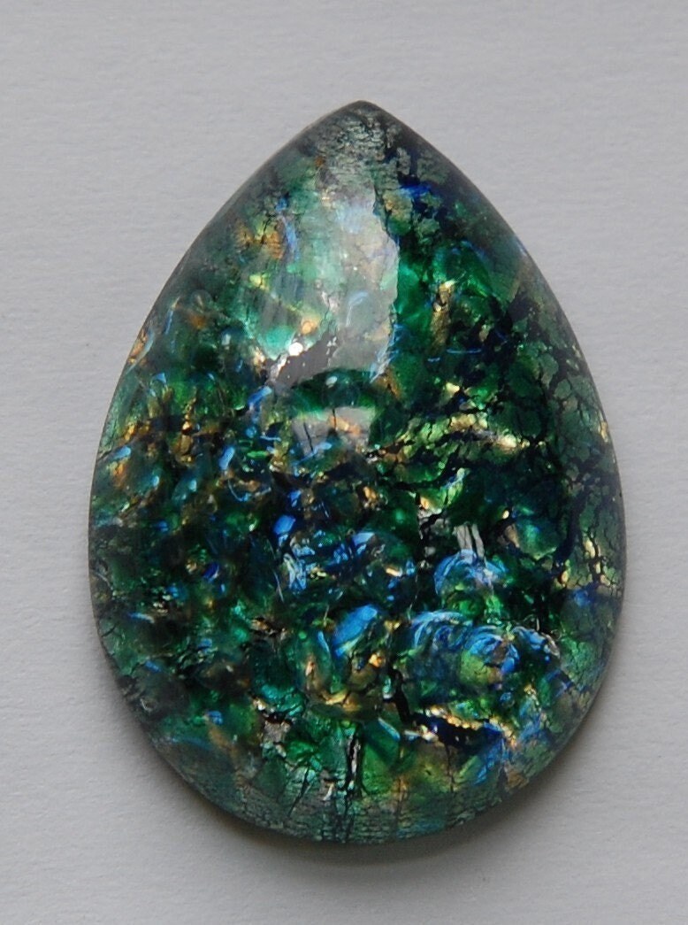 Vintage Green Opal Teardrop Pear Cabochon 25mm x 18mm cab555B