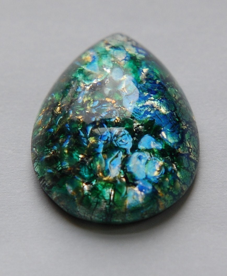 Vintage Green Opal Teardrop Pear Cabochon 25mm x 18mm cab555B
